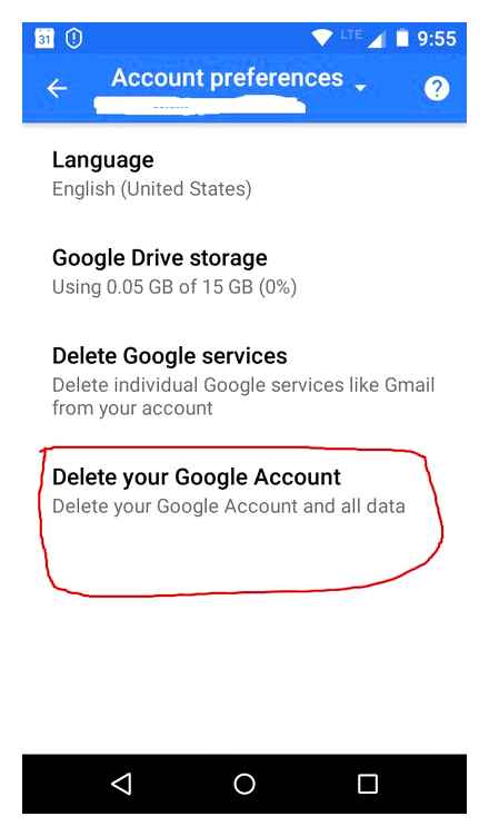 delete, google, account, android