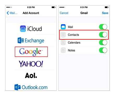 transfer, contacts, iphone, gmail